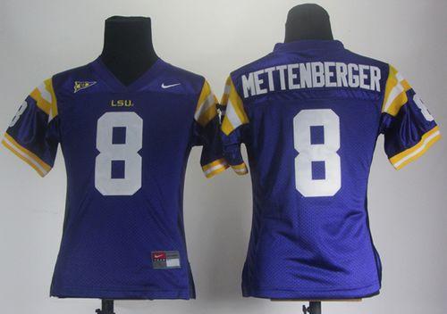 LSU Tigers #8 Zach Mettenberger Purple Women's Stitched NCAA Jersey - Click Image to Close